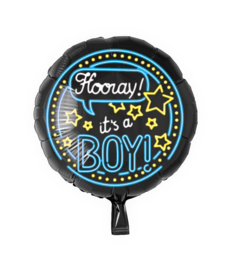 Folie Ballon Hooray It's a Boy (leeg)