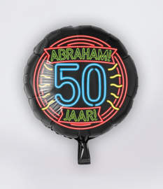 Folie Ballon 50 jaar Neon Abraham (leeg)