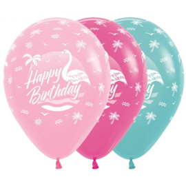 Latex Ballonnen Happy Birthday Flamingo