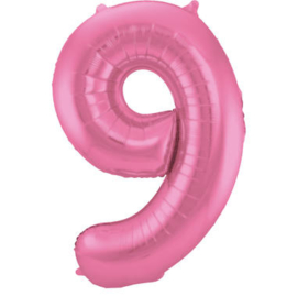 Folie Ballon Roze Cijfer 9 (leeg)
