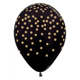 Latex Ballonnen Confetti Black Metallic