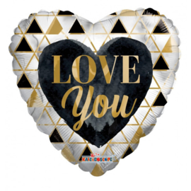 Folie Ballon Love You Gold & Black (leeg)