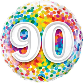 Folie ballon Rainbow Confetti - 90 (leeg)