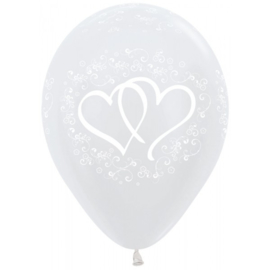 Latex Ballonnen All Over Wedding Hearts Pearl White