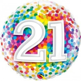Folie ballon Rainbow Confetti - 21 (leeg)