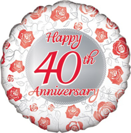 Folie ballon Happy 40th Anniversary (leeg)