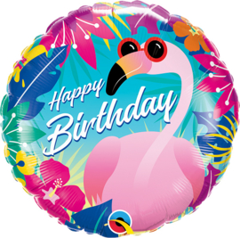 Folie Ballon Happy Birthday Flamingo (leeg)