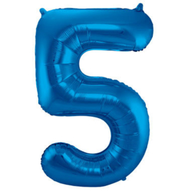 Folie Ballon Blauw Cijfer 5 (leeg)