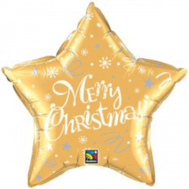 Folie Ballon Merry Christmas Star Gold(leeg)