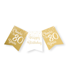Happy birthday 80 Goud / Wit vlaggenlijn