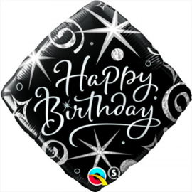 Folie ballon Square Birthday Elegant Sparkles & Swirls  (leeg)