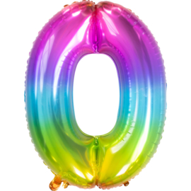 Folie Ballon Yummy Gummy Rainbow Cijfer 0 (leeg)