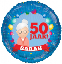 Folie Ballon Sarah 50 jaar! (leeg)