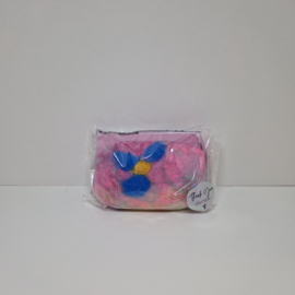Viltzeepje roze, blauwe bloem