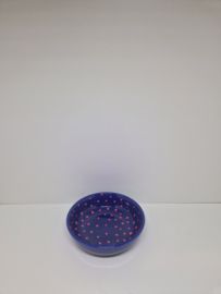 Spinkom blauw met roze stippeltjes