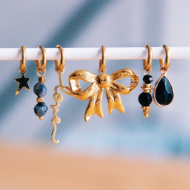 Stainless steel hoop earrings met strik - gold
