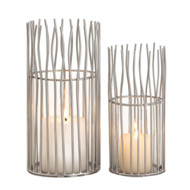 Windlicht Set 2 delig zilver