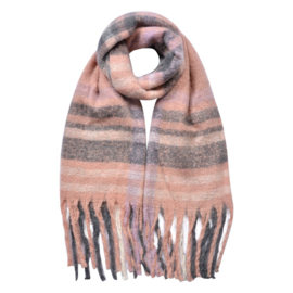 Wintersjaal Dames Roze Grijs, Synthetisch 39x200 cm