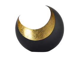 Theelichthouder maan zwart/goud