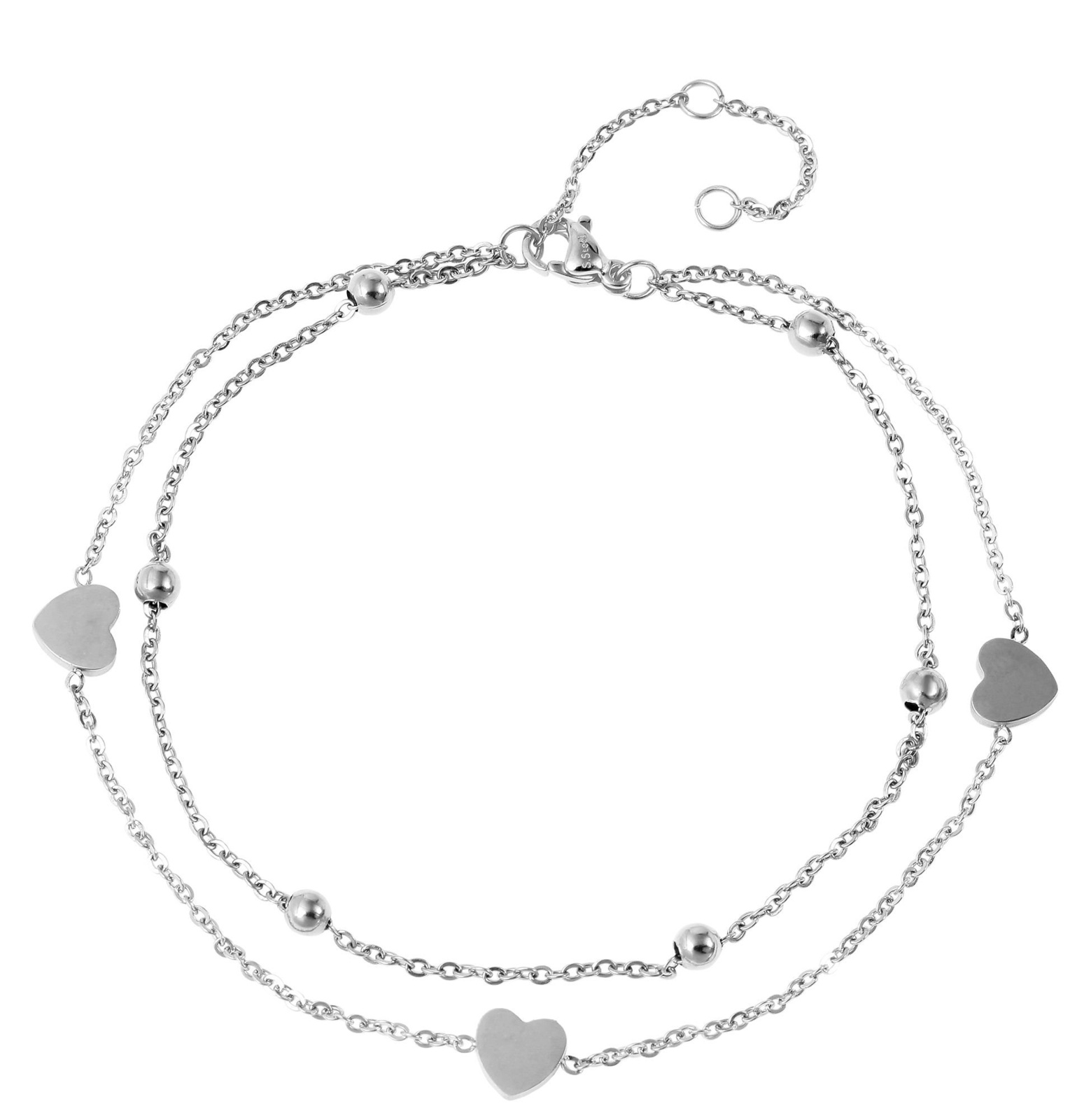 Enkelband rvs hartjes