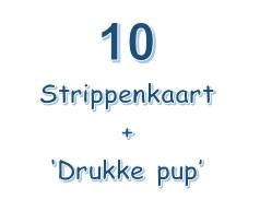 10-strippenkaart plus het Boekje 'Drukke pup'.