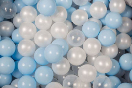Ballenbak ballen set - Wit Pearl, Baby Blauw, Transparant 100 stuks