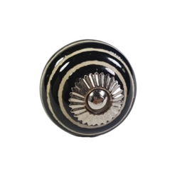 porseleinen knop zwart met witte twist