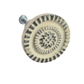 deurknop metaal rond antiek wit/crème