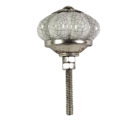 porseleinen knop ster craquelé/w