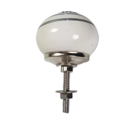 porseleinen knop rond wit met zilver twist