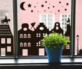 Statische raamstickers huisjes | Sint