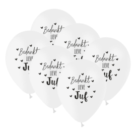 Ballonnen 'liefste juf' | 6 stuks