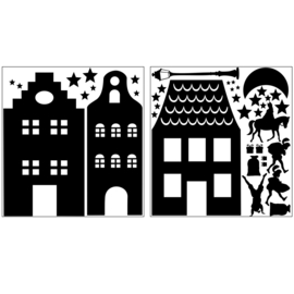 Statische raamstickers huisjes | Sint