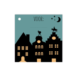 Kadolabels Sinterklaas | Huisjes | 10 stuks