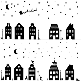 Statische raamstickers huisjes | Kerst en Sint  - 3 stuks