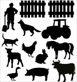 Statische stickers | boerderij - 3 stuks