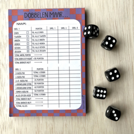 Dobbelblok ruit met dobbelstenen