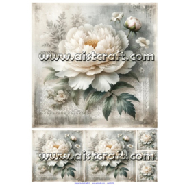 Rice paper for decoupage White Peony
