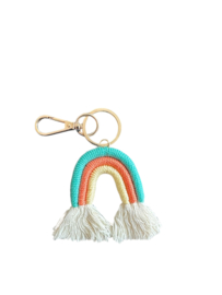 Regenboog Turquoise/orangje/beige Hanger - Goud