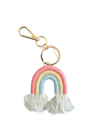 Regenboog Roze/Geel/Blauw Hanger - Goud