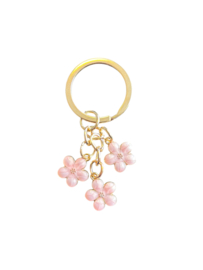 Roze (3) bloemen Hanger - Goud
