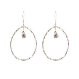 BS - Ellipse Labadorite Silver Plated Earrings (AW24790)