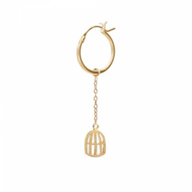 BS - Birdcage Silver Gold Plated Hoop Earring (ES1045)