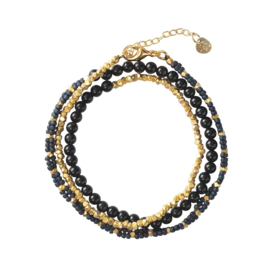 BS - Loving Black Onyx Gold Plated Bracelet (BL30010)