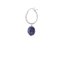BS - Lapis Lazuli Silver Hoop Earring (ES1060)