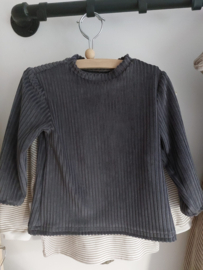 1081. Brede rib grijs blauw