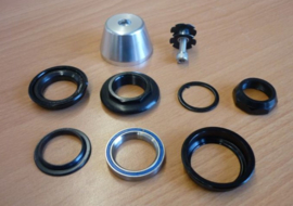 Balhoofdstel 1 inch dichte dop geintegreerd zilver compleet tbv bakfiets voor