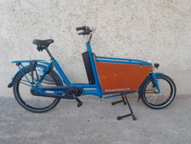 Bakfiets.nl Cruiser Short, Mat Petrol Blue, Shimano 7-speed naaf, Rollerbrake remmen, Shimano 6100 middenmotor,  Accu 418Wh, Shiny koplamp, Cruizer Selle Royal zadel