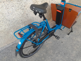 Bakfiets.nl Cruiser Short, Mat Petrol Blue, Shimano 7-speed naaf, Rollerbrake remmen, Shimano 6100 middenmotor,  Accu 418Wh, Shiny koplamp, Cruizer Selle Royal zadel