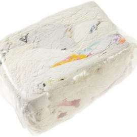 Poetsdoeken gerecycled witte tricot 1 kg zak